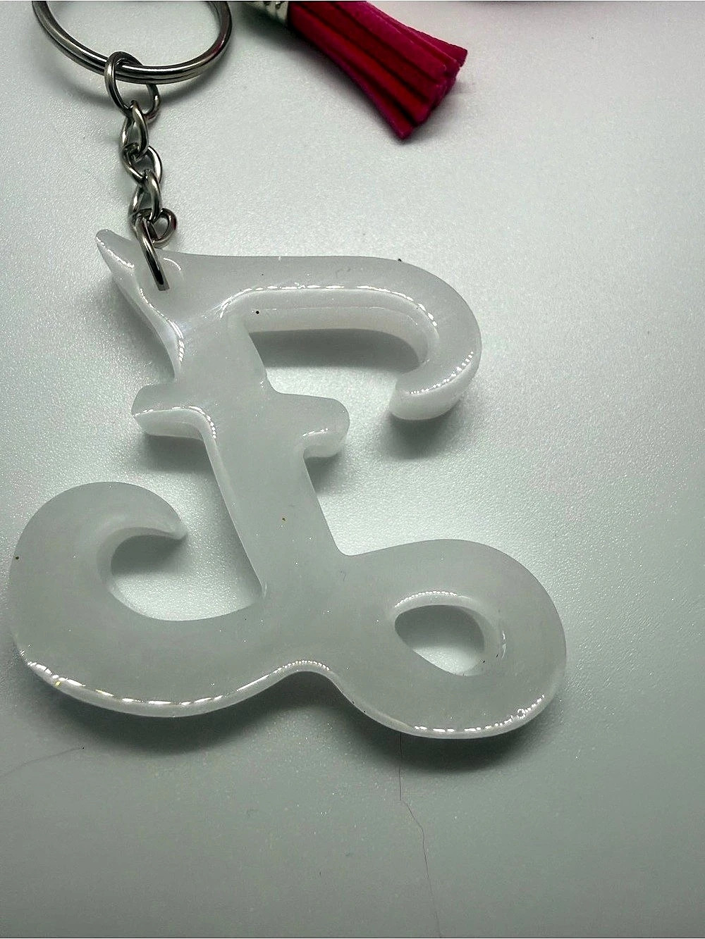 Pink Pom Letter Keychain - Picture 6 of 6